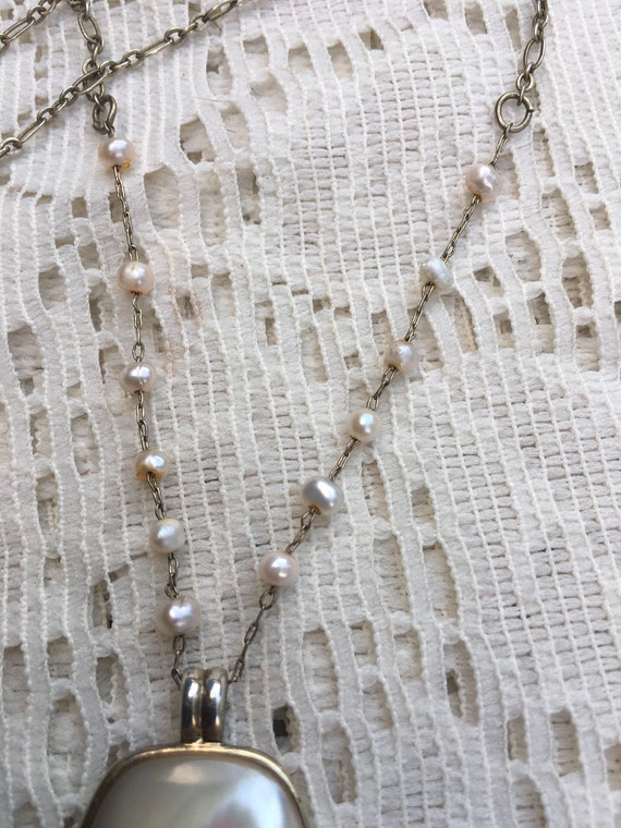 Liz Claiborne mother of pearl pendant and chain l… - image 5