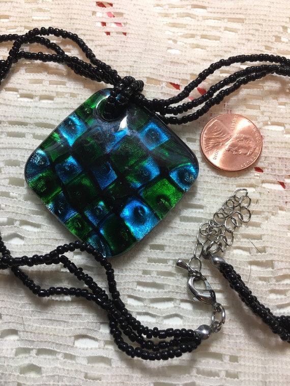 Multi strand beaded art glass necklace - image 4