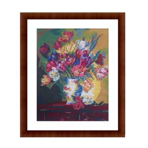 Flowers- Finished Cross Stitch sweigart 10 count frame not included