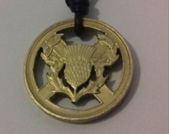 Scottish Thistle necklace 2pound coin.
