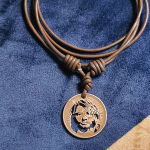 coin cut handmade  necklace Kurt Cobain