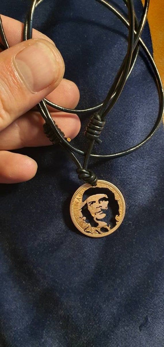Handmade  coin  cut necklace Ernesto Che Guevara