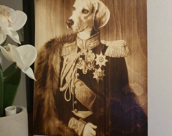 Individualisieren Sie Haustierportrait Holz gebrannte Bilder Pyrografie (A4 Größe)