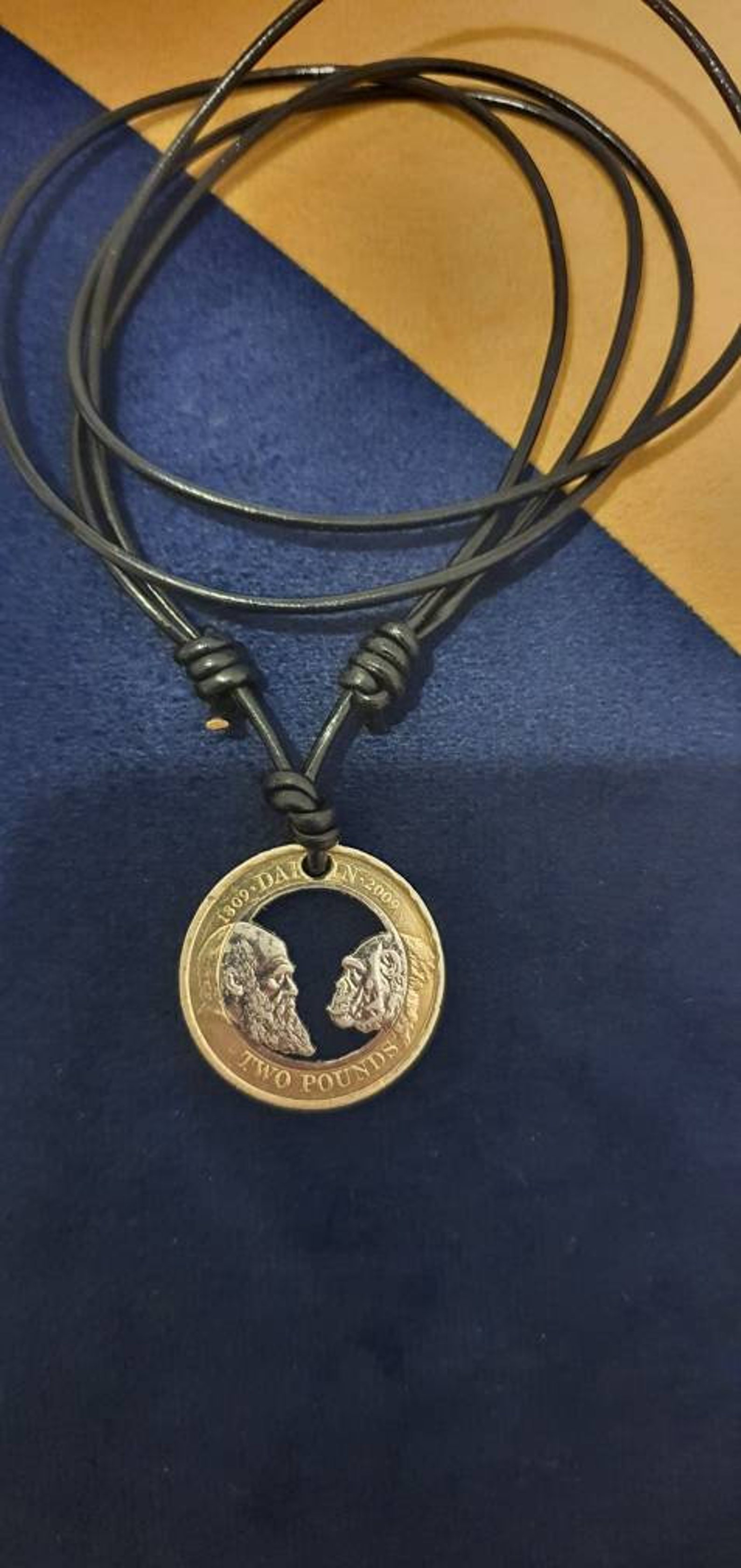 Charles Darwin 2 Pound British Coin Cut Necklace Handmade Etsy