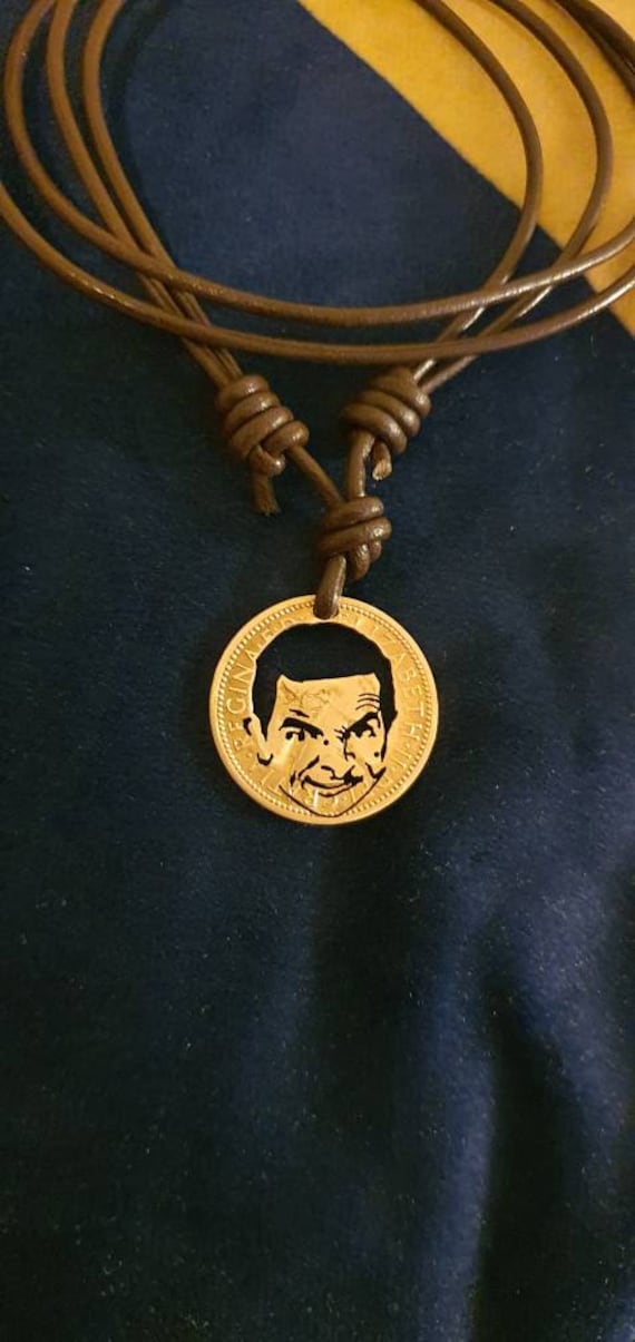Handmade Coin Cut Necklace Rowan Sebastian Atkinson Mr.bean - Etsy