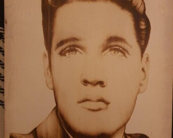 Elvis Aaron Presley Bild gebrannt auf Holz Pyrografie A4 Größe