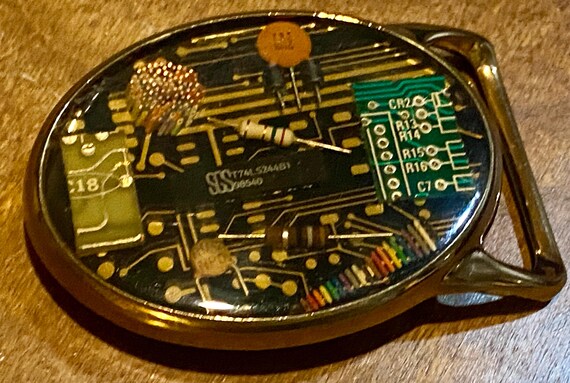 Vintage Von West Microchip Belt Buckle: 1980s Ste… - image 6