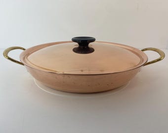 Metawa Holland Brass Handled Lidded Copper Casserole Pan