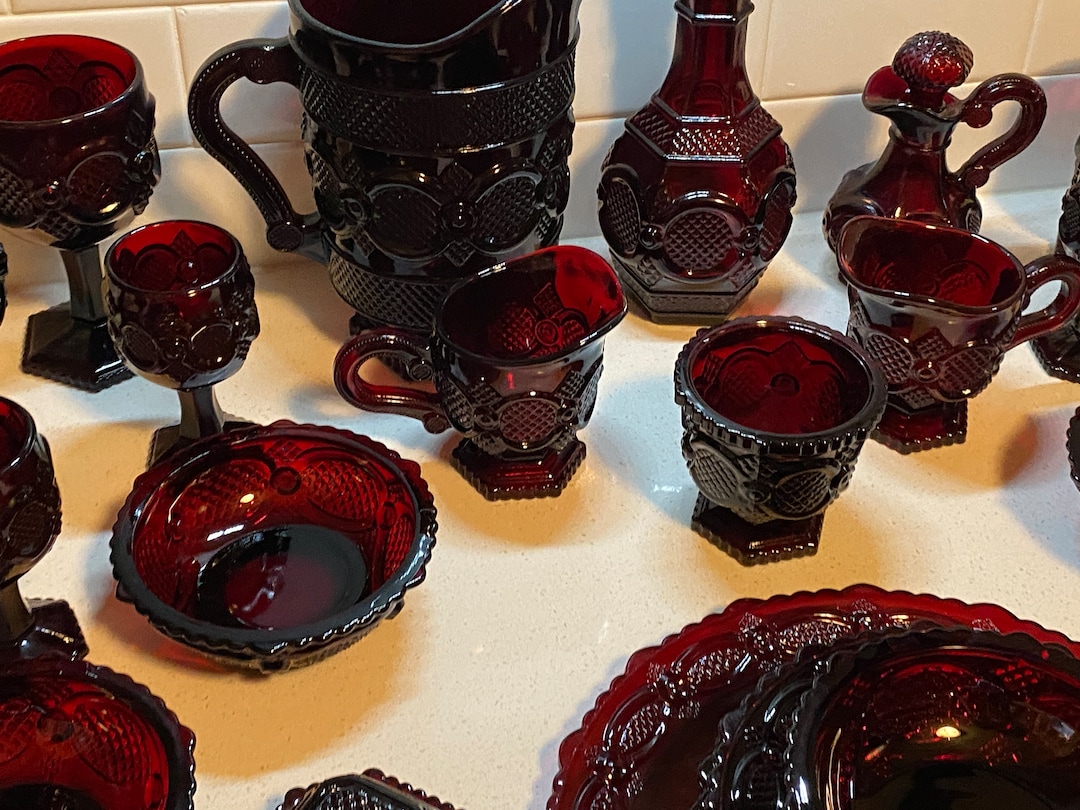 1876 Cape Cod Collection Vintage by Avon Ruby Red Glass MANY