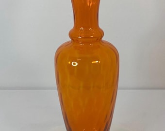 Vintage MCM Hand Blown Orange Art Glass Footed Vase