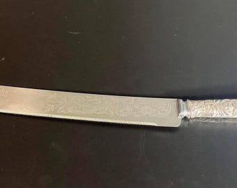 William Adams Sterling Silver Handle Serving Knife Sheffield England Stainless Steel Blade