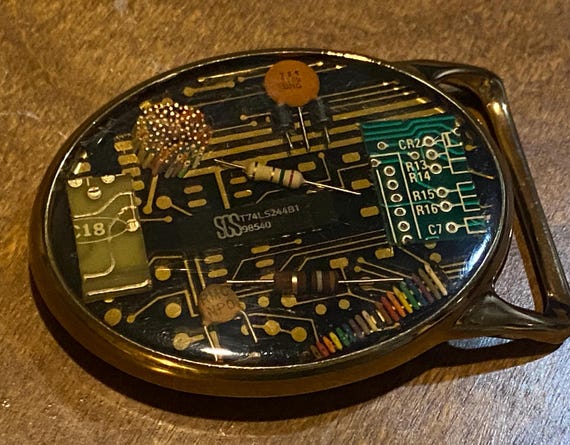 Vintage Von West Microchip Belt Buckle: 1980s Ste… - image 8