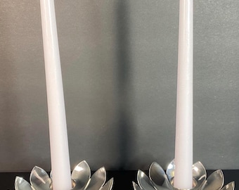 Reed & Barton Lotus Flower Silver Plated Candlestick Holders Model 3001