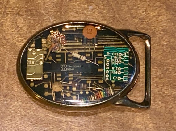 Vintage Von West Microchip Belt Buckle: 1980s Ste… - image 5