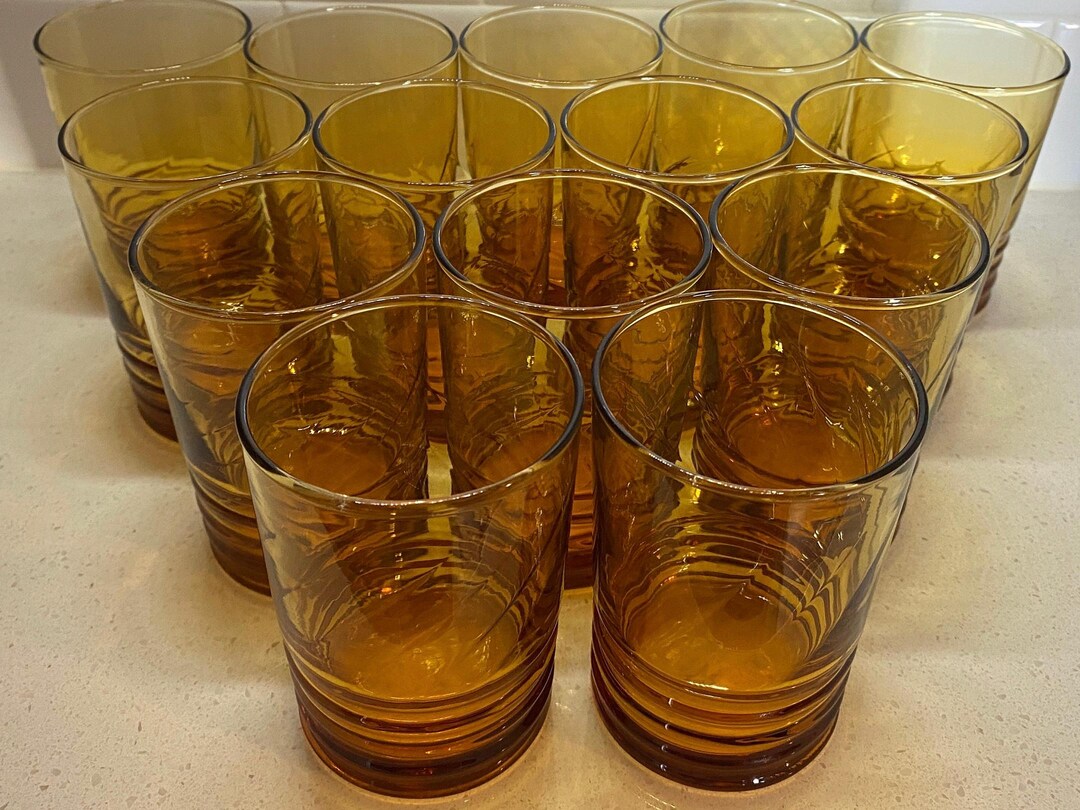 Libbey Ribbed Glassware Vintage Juice Glasses Barware Libbey Malibu Gold Ring Ribbed Glasses ...