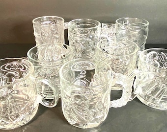 1995 McDonalds Batman Forever DC Comics Collectors Glass Mugs 4 Styles