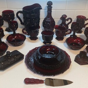 1876 Cape Cod Collection Vintage by Avon Ruby Red Glass MANY OPTIONS ...