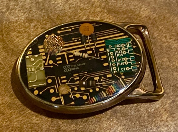 Vintage Von West Microchip Belt Buckle: 1980s Ste… - image 9