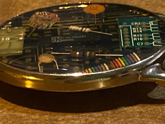 Vintage Von West Microchip Belt Buckle: 1980s Ste… - image 3