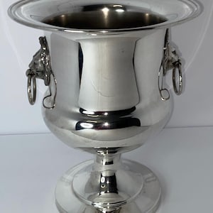 【英国】ライオンのアイスペール / トング【シルバープレート】 Silver Lions Head Ice Bucket - Etsy