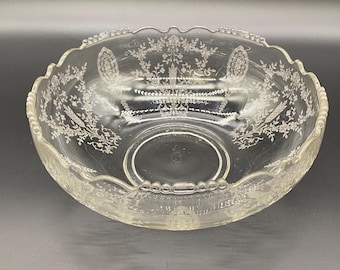 Tiffin Franciscan Cherokee Rose 10” Etched Crystal Salad Bowl
