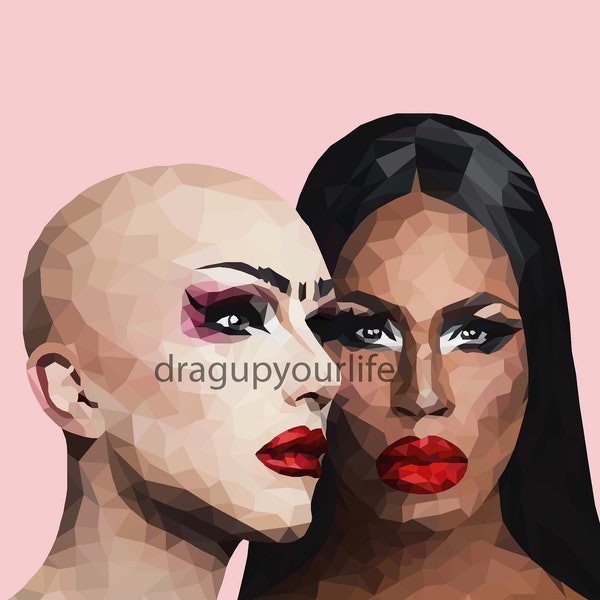 Drag Queen Digital Illustration - Sasha Velour and Shea Coulee