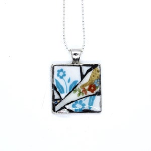 Mosaic Art Nouveau Vintage China Rectangle Pendant