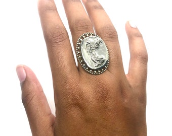 Silver Angel Found Object Ring