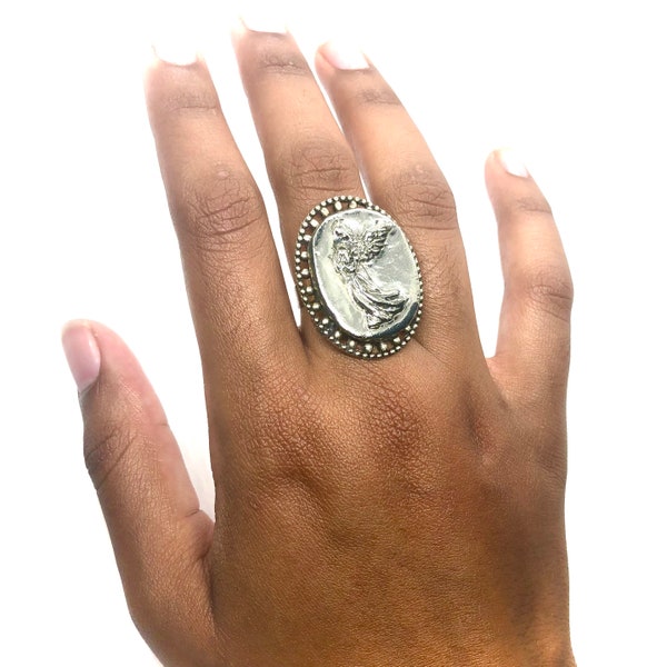 Silver Angel Found Object Ring