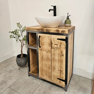 Rustic industrial vanity unit without tap and basin