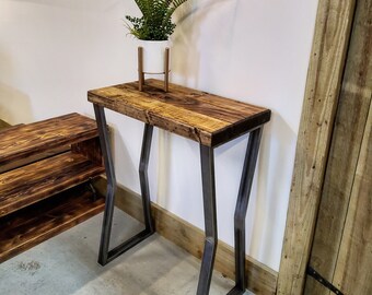 Industrial Pinch Console Table With Reclaimed Oak Sleeper Top. Thick ...