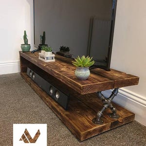 Tv stand rustic handmade storage image 2