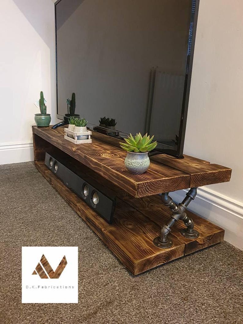 Tv stand rustic handmade storage image 2