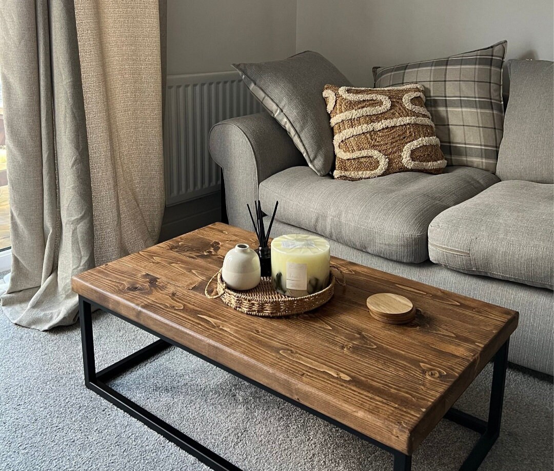 Coffee table industrial rustic reclaimed timber