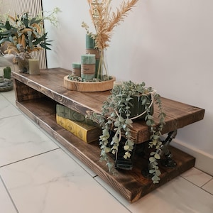 Tv stand rustic handmade storage image 1