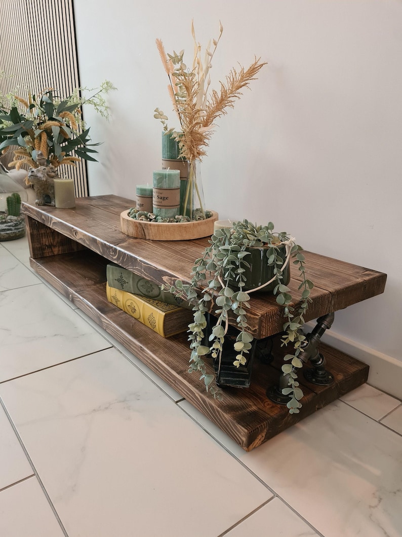 Tv stand rustic handmade storage image 1