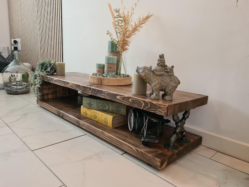 Tv stand rustic handmade storage image 4