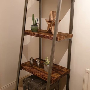 Ladder bookshelf industrial rustic handmade