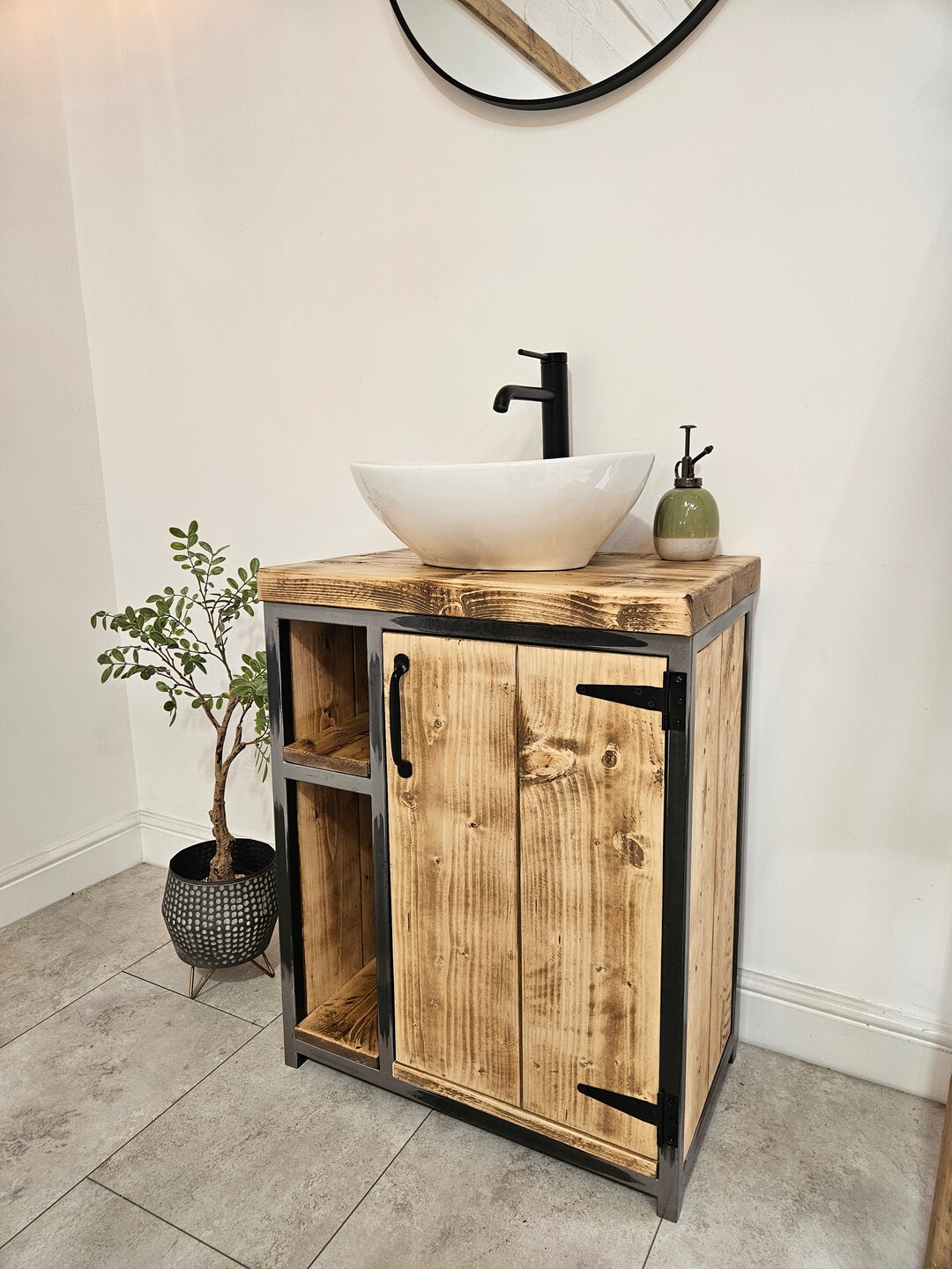 Handmade Rustic Industrial Bathroom Vanity Unit With Basin and Tap ...