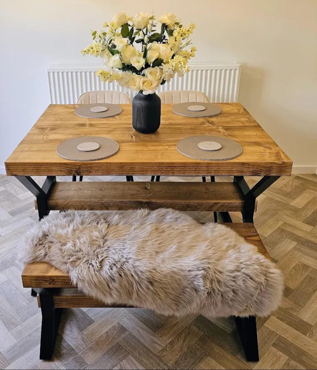 Chunky Solid Wood Dining Table | Rustic Handmade Farmhouse Kitchen | UK ...