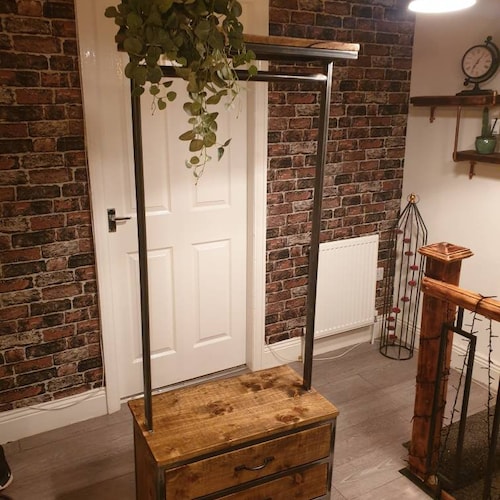 Industrial Clothes Rail With Drawers Rustic Unique Etsy UK