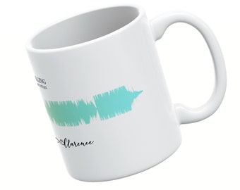 Personalised soundwave mug, any song/album keepsake gift, anniversary, engagement, birthday music gift him her,him, Sound wave art,