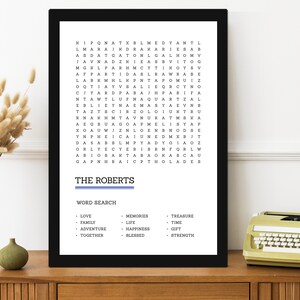 Personalised Word search print family artwork, Customised family gift, New home, Housewarming gift, Bespoke print, Home wall art, Gallery. image 5