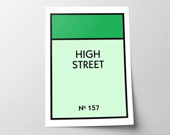 Personalised Board game Monopoly inspired street art print, New home decor, Wall gallery, House warming, Road print poster Framed/Unframed