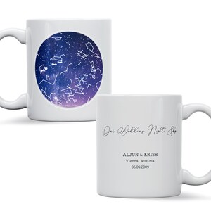 Mug personnalisé carte des étoiles, cadeau souvenir ciel étoilé galaxie fiançailles d'anniversaire, anniversaire, cadeau astronomie, cadeau de mariage carte des étoiles personnalisé