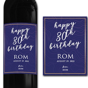 Étiquette de bouteille de vin personnalisée 21e/30e/40e/50e idéal célébration/anniversaire/anniversaire/cadeau de mariage autocollant d'étiquette de bouteille personnalisée