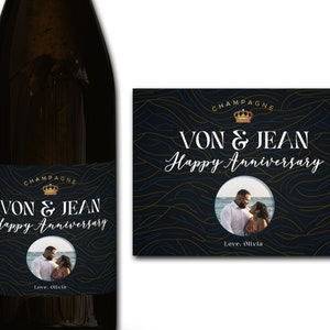Étiquette personnalisée de bouteille de champagne/prosecco PHOTO 21e/30e/40e/50e idéal/anniversaire/anniversaire/cadeau de mariage autocollant d'étiquette personnalisée