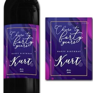 Étiquette de bouteille de vin personnalisée 21e/30e/40e/50e idéal célébration/anniversaire/anniversaire/cadeau de mariage autocollant d'étiquette de bouteille personnalisée