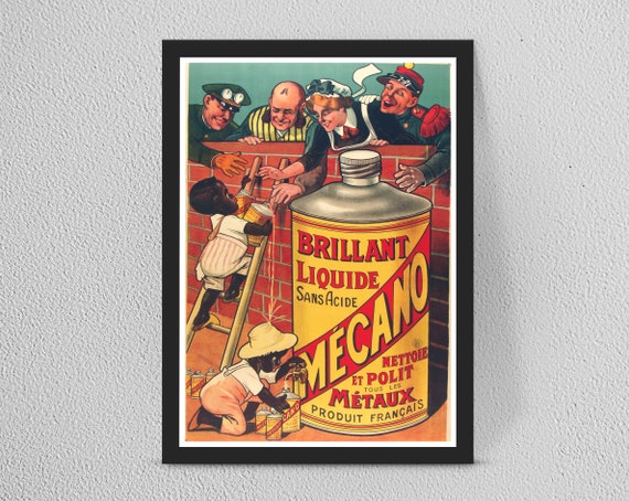 VINTAGE MECANO METAL POLISH FRENCH ADVERTISING A4 POSTER PRINT