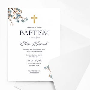 Invitaciones de bautizo personalizadas con sobres